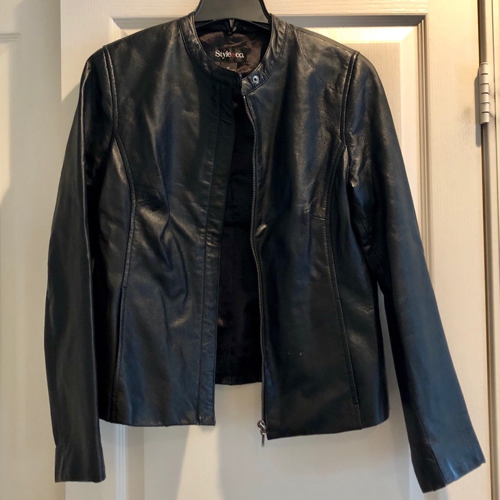 Leather motorcycle jacket